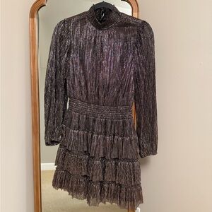 1. State Metallic Black Long Sleeve Mini Dress